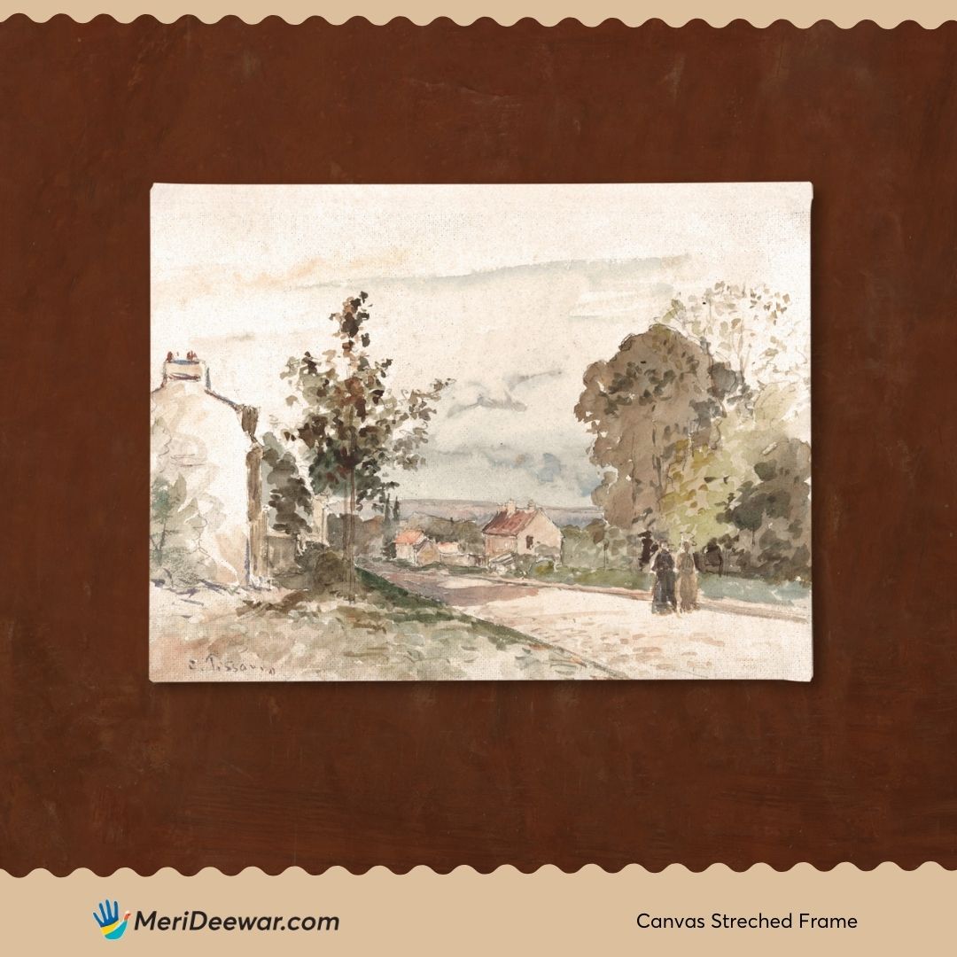 The Road from Versailles to Louveciennes by Camille Pissarro 3 : 4 Horizontal New Premium Wall Art Canvas by MeriDeewar