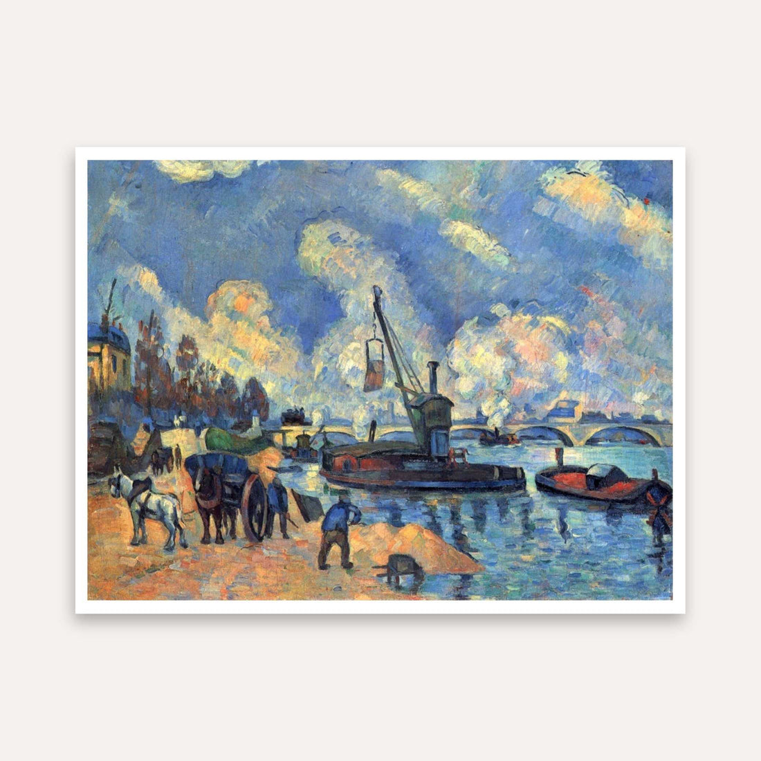 The Seine at Bercy by Paul Cézanne – Scenery Painting for Living Room | Impressionist Wall Art 4 : 3 Horizontal Premium Wall Art Canvas by MeriDeewar