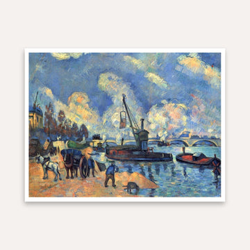 The Seine at Bercy by Paul Cézanne – Scenery Painting for Living Room | Impressionist Wall Art 4 : 3 Horizontal Premium Wall Art Canvas by MeriDeewar