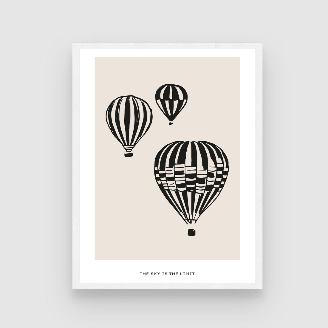 The Sky is the Limit — Minimalist Hot Air Balloon Wall Art 3 : 4 Vertical New Premium Wall Art Canvas by MeriDeewar