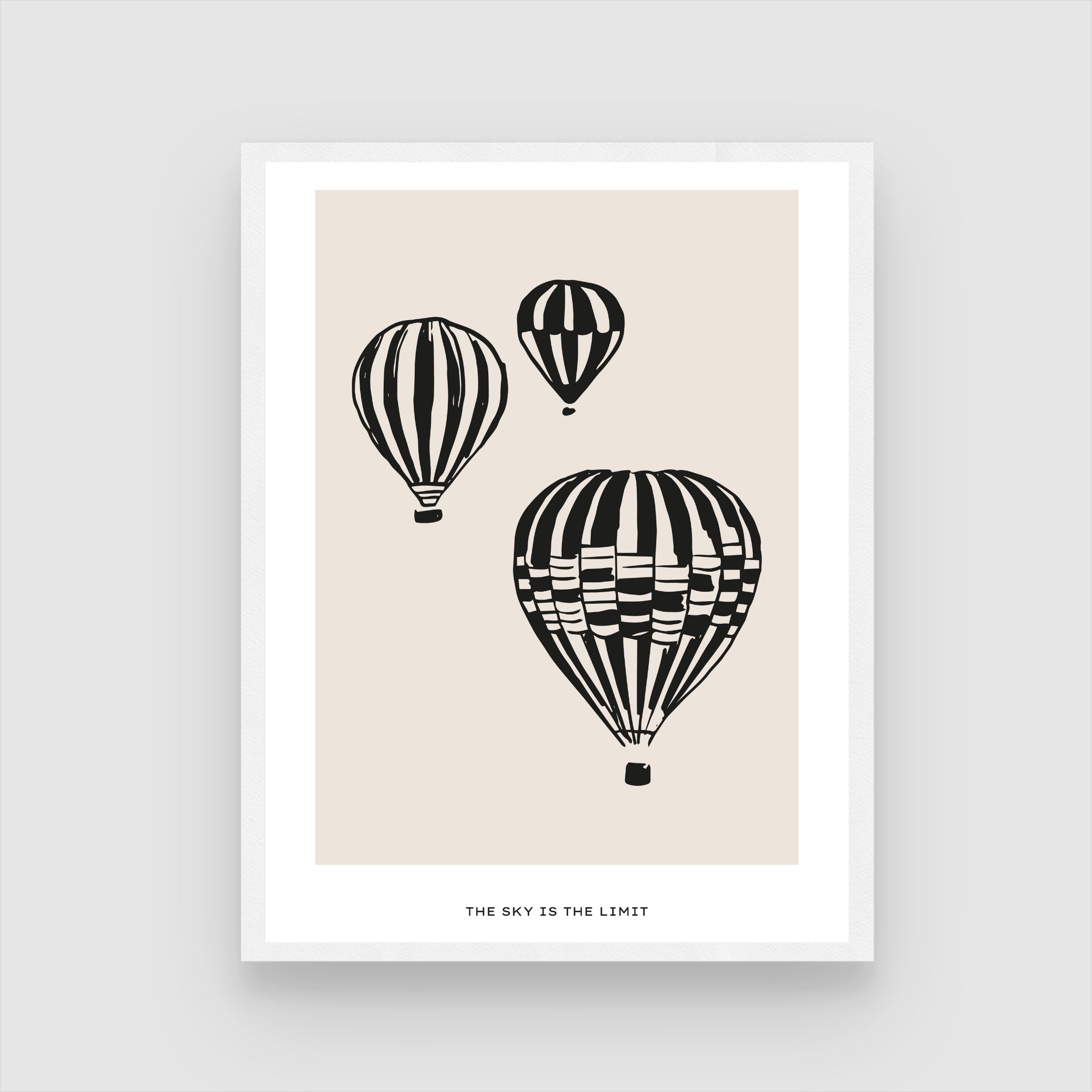 The Sky is the Limit — Minimalist Hot Air Balloon Wall Art 3 : 4 Vertical New Premium Wall Art Canvas by MeriDeewar