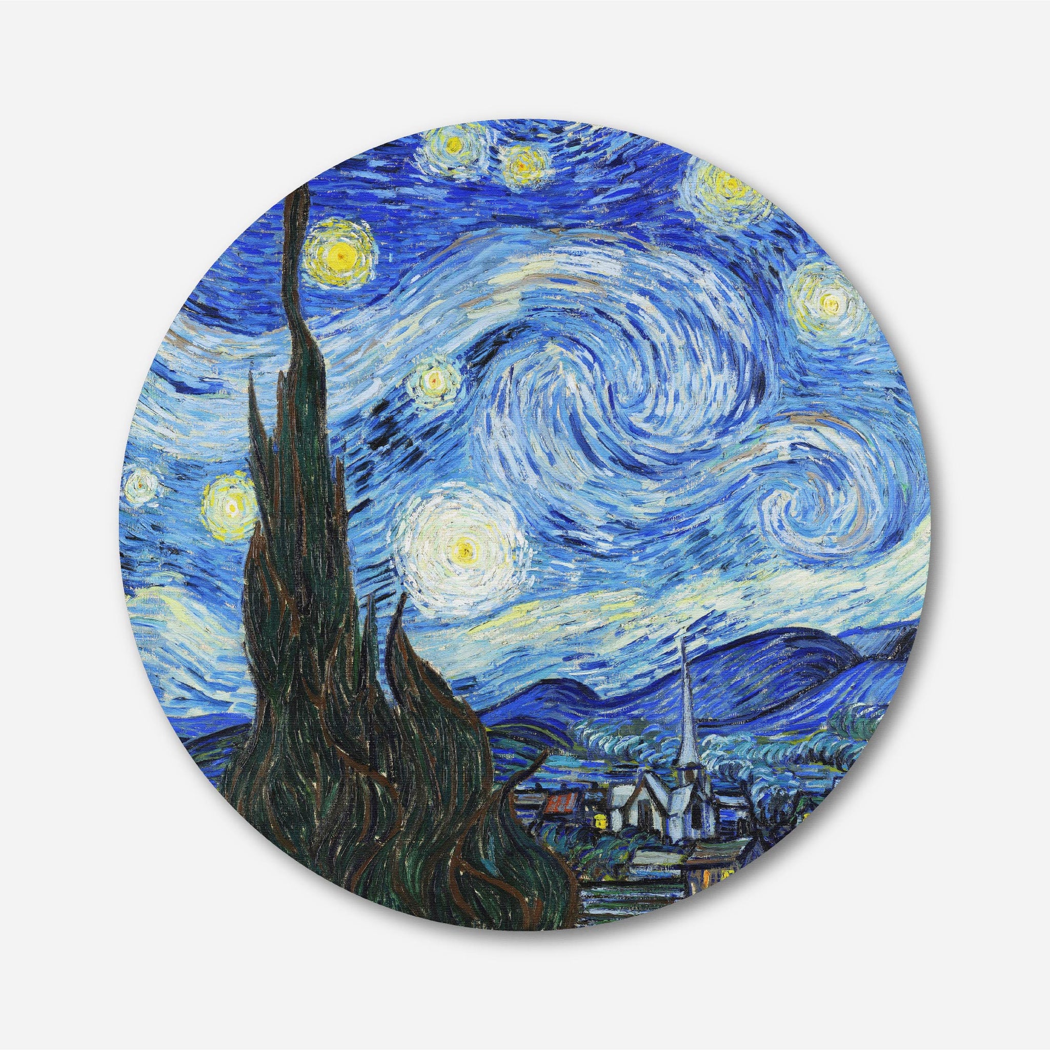 The Starry Night Painting Circular Canvas Frame Circular Canvas Frame Premium Wall Art Canvas by MeriDeewar