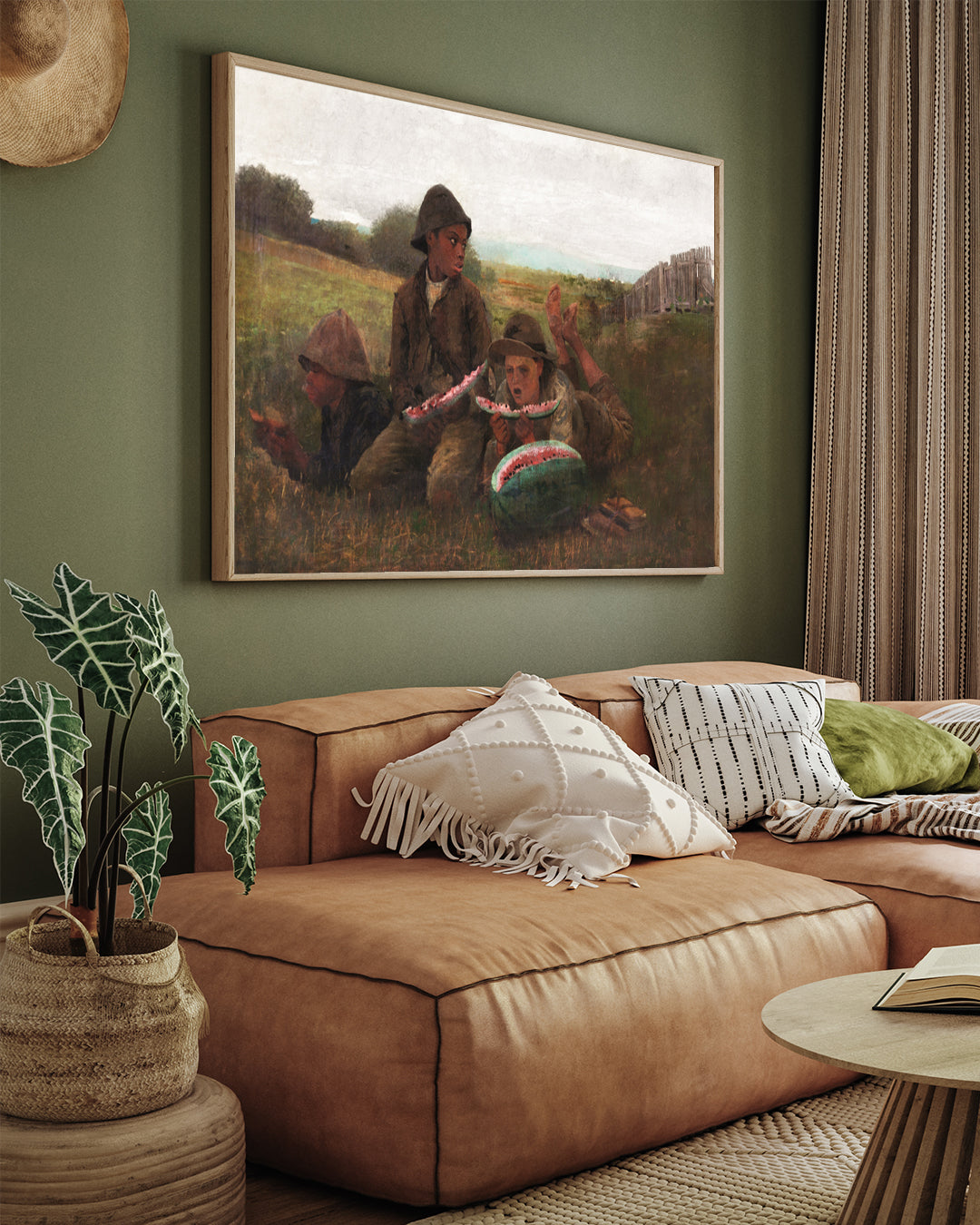 The Watermelon Boys Painting By Winslow Homer 3 : 4 Horizontal New Premium Wall Art Canvas by MeriDeewar