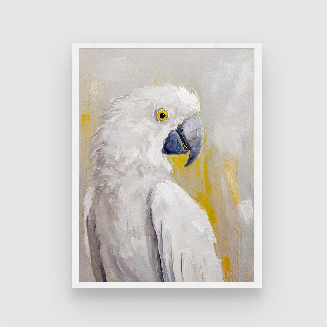 the white Parrot Bird Abstract Painting - Modern Art for Your Walls 3 : 4 Vertical New Premium Wall Art Canvas by MeriDeewar