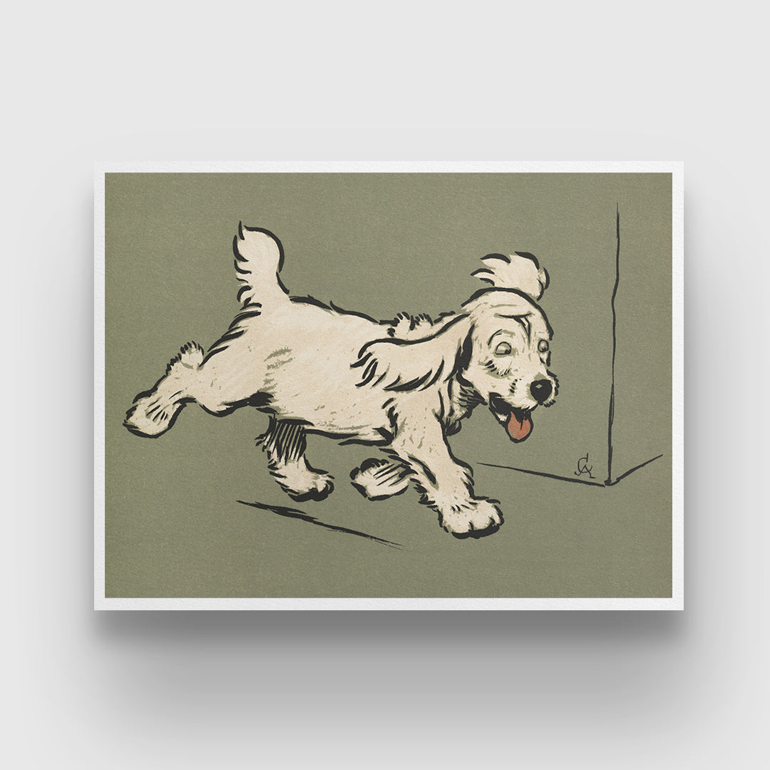 The White Puppy Book by Cecil Aldin 3 : 4 Horizontal New Premium Wall Art Canvas by MeriDeewar