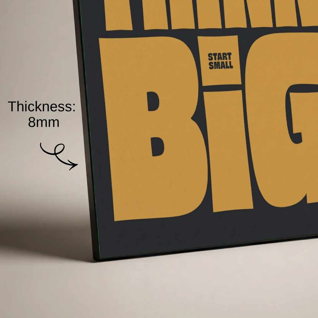 "Think Big Start Small" Motivational Typographic Poster | Vertical Borderless Art Frame Poster Premium Wall Art Canvas by MeriDeewar