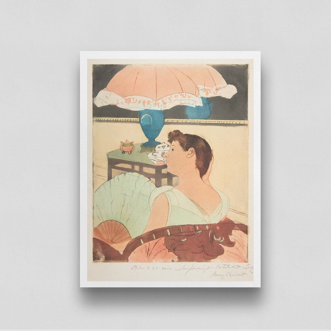 Thoughtful Woman and Lampshade /The Lamp Poster by Mary Cassatt 3 : 4 Vertical New Premium Wall Art Canvas by MeriDeewar