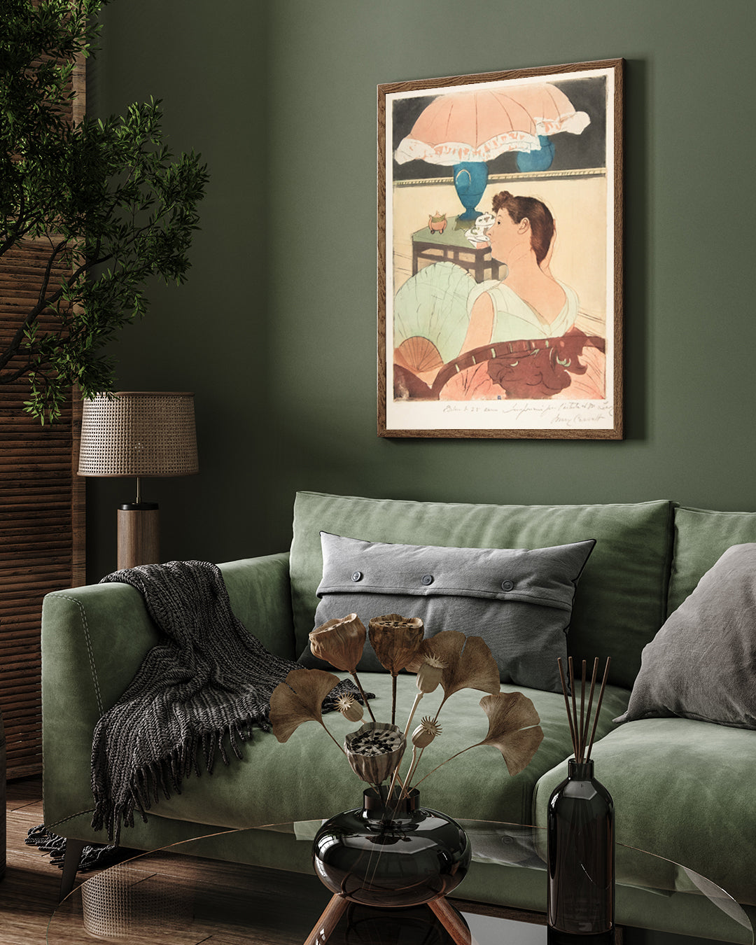 Thoughtful Woman and Lampshade /The Lamp Poster by Mary Cassatt 3 : 4 Vertical New Premium Wall Art Canvas by MeriDeewar