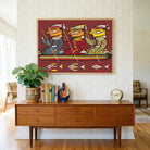 "Three Boatmen" Jamini Roy Painting | Fine Art Wall Art 3 : 2 Horizontal Premium Wall Art Canvas by MeriDeewar
