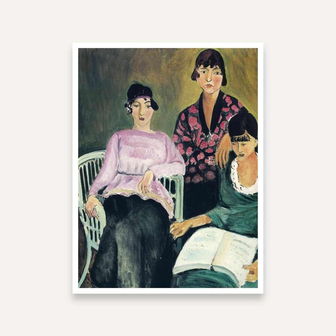 Three Sisters Painting for Living Room | Henri Matisse Wall Art | Giclée Fine Art Print 3 : 4 Vertical Premium Wall Art Canvas by MeriDeewar