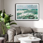 Tide Whisper – Serene Green Ocean Waves Wall Art 2 : 3 Horizontal Premium Wall Art Canvas by MeriDeewar