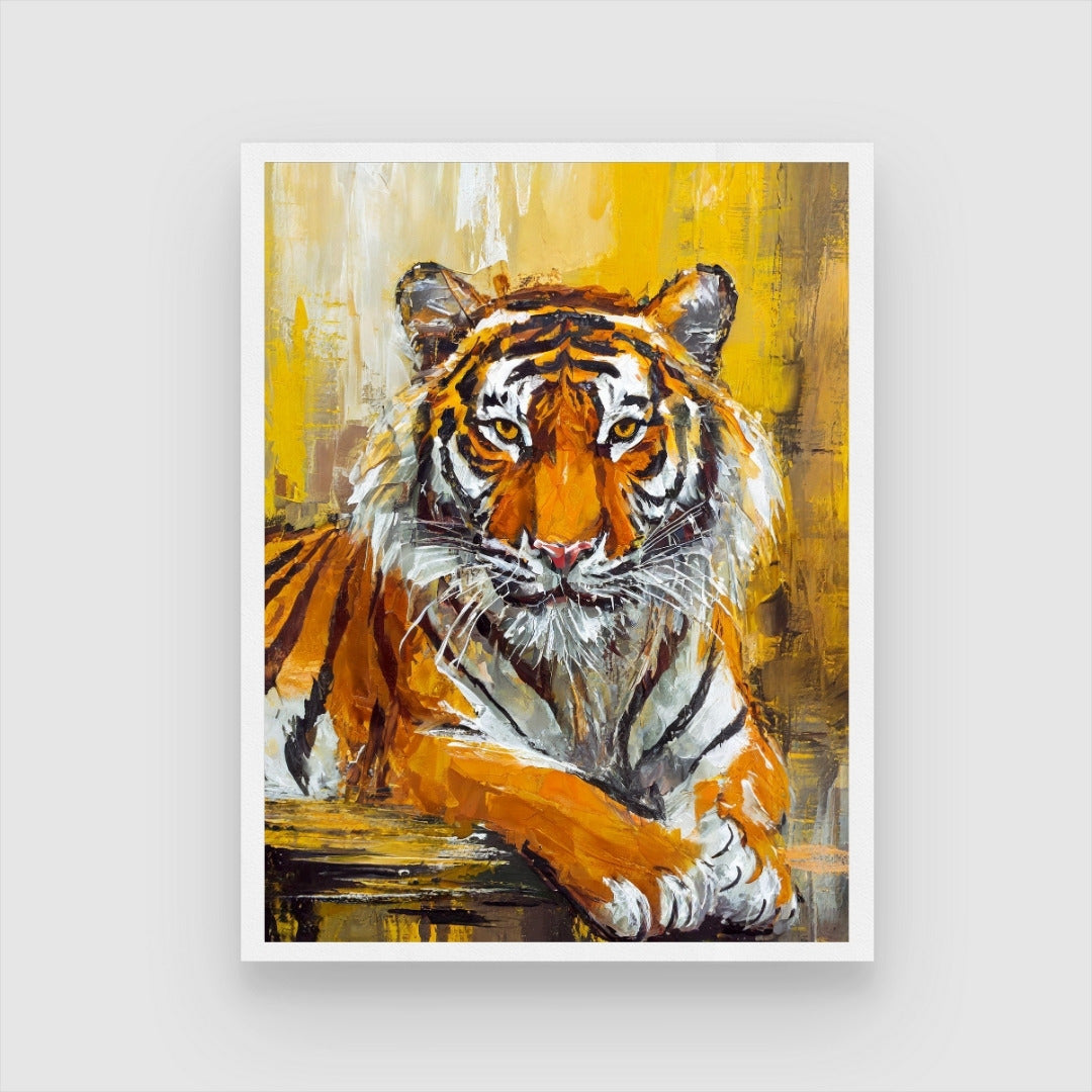 Tiger Abstract Art Painting – Bold Wall Decor for Modern Homes 3 : 4 Vertical New Premium Wall Art Canvas by MeriDeewar