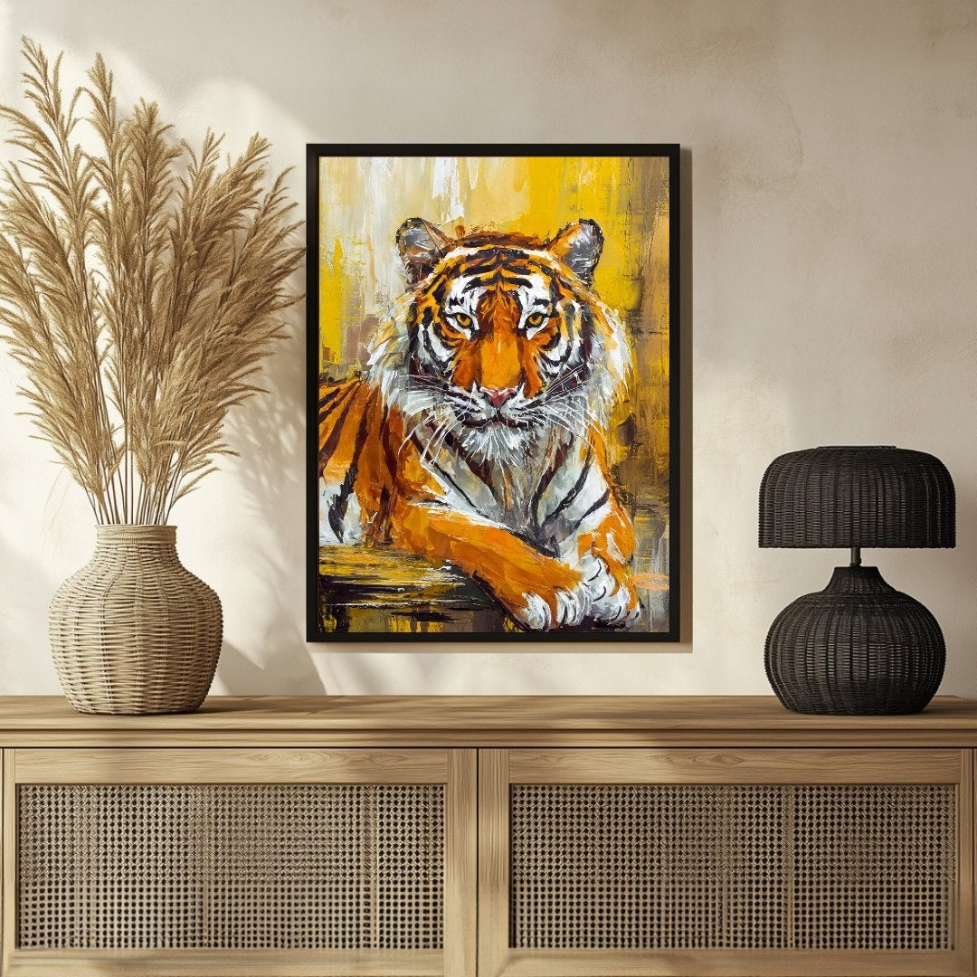 Tiger Abstract Art Painting – Bold Wall Decor for Modern Homes 3 : 4 Vertical New Premium Wall Art Canvas by MeriDeewar