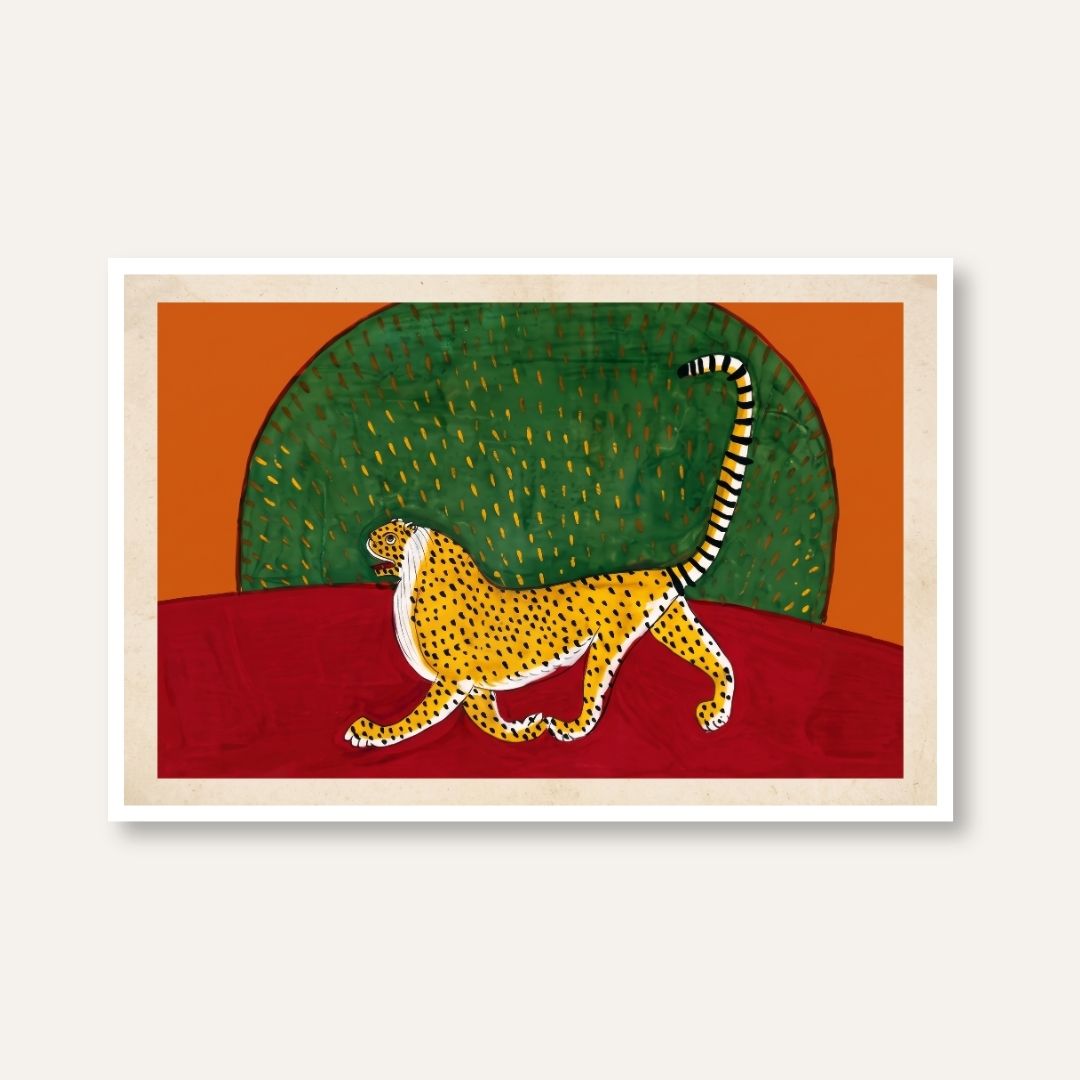 Tiger before the Green Hill Fine Art Giclée Print | Wildlife Wall Art 3 : 2 Horizontal Premium Wall Art Canvas by MeriDeewar
