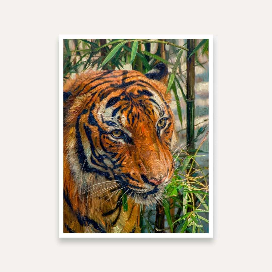 Tiger Painting for Living Room | Majestic Wildlife Wall Art for Home Decor India 3 : 4 Vertical Premium Wall Art Canvas by MeriDeewar