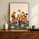 "Tigers at the Bar" Quirky Illustration Art Poster | Vertical Borderless Art Frame Poster Premium Wall Art Canvas by MeriDeewar