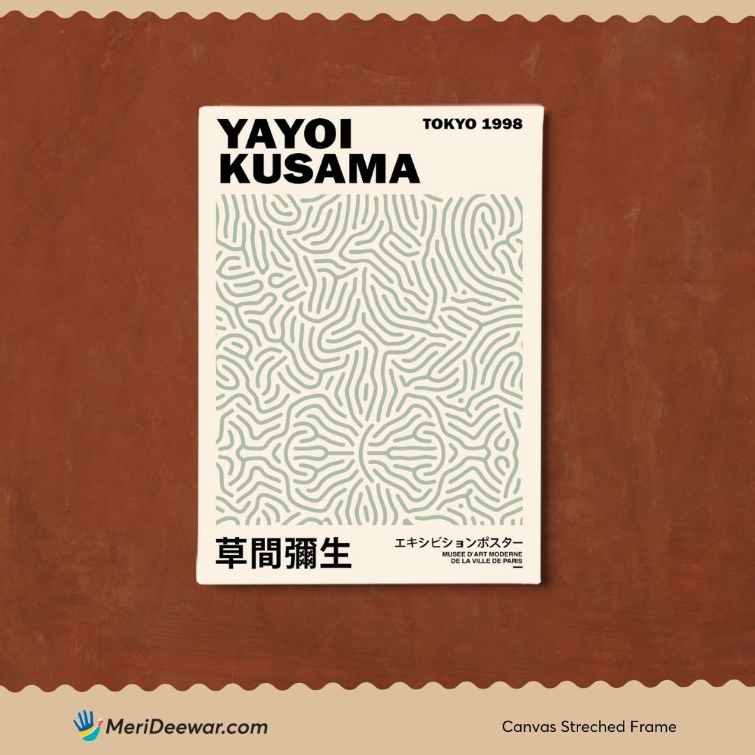 Tokyo Sage Green painting by Yayoi Kusama 3 : 4 Vertical New Premium Wall Art Canvas by MeriDeewar