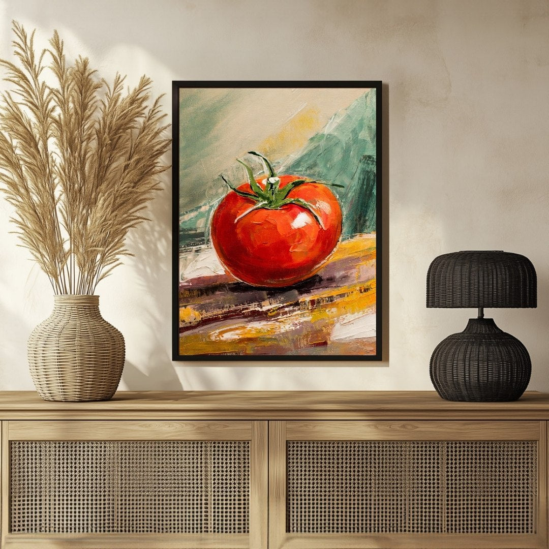 Tomato Abstract Art Painting 3 : 4 Vertical New Premium Wall Art Canvas by MeriDeewar