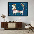 Traditional Cat and Kitten Jamini Roy Painting | Wall Art Decor 3 : 2 Horizontal Premium Wall Art Canvas by MeriDeewar