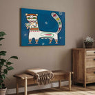 Traditional Cat and Kitten Jamini Roy Painting | Wall Art Decor 3 : 2 Horizontal Premium Wall Art Canvas by MeriDeewar