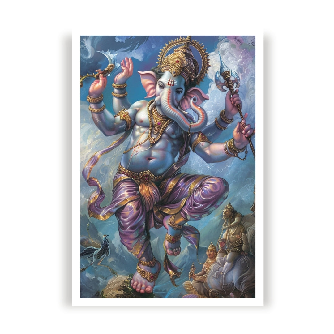 Traditional Ganesha Painting Premium Wall Art Canvas by MeriDeewar