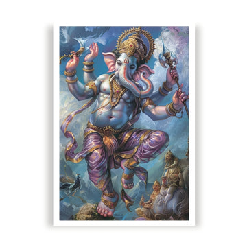 Traditional Ganesha Painting Premium Wall Art Canvas by MeriDeewar