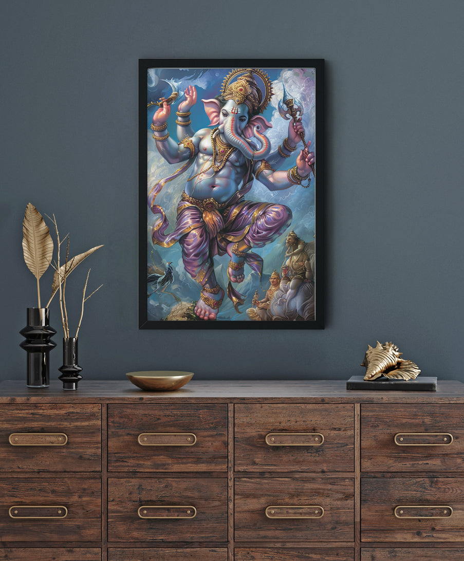 Traditional Ganesha Painting Premium Wall Art Canvas by MeriDeewar