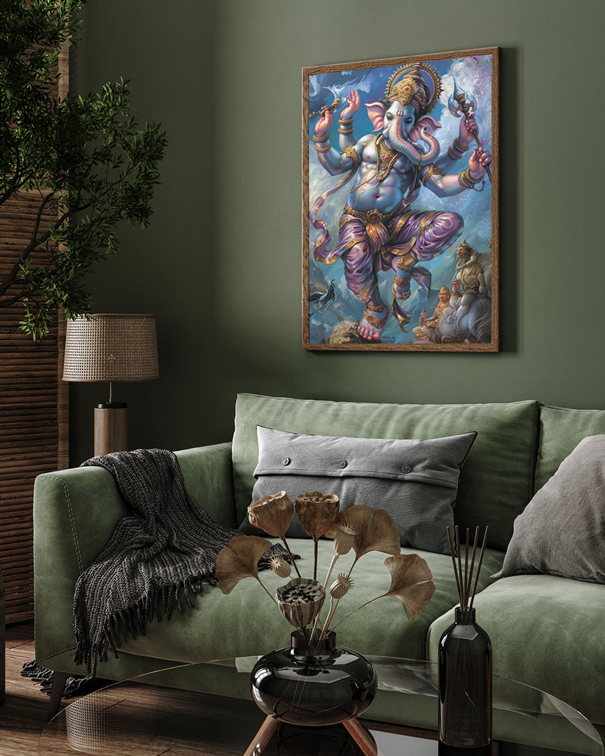 Traditional Ganesha Painting Premium Wall Art Canvas by MeriDeewar
