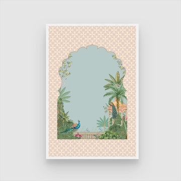 Traditional garden with arch palace peacock 2 : 3 Vertical Premium Wall Art Canvas by MeriDeewar