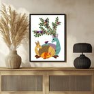 Traditional Gond Art: Mother & Baby Deer Painting - Buy Online 3 : 4 Vertical New Premium Wall Art Canvas by MeriDeewar