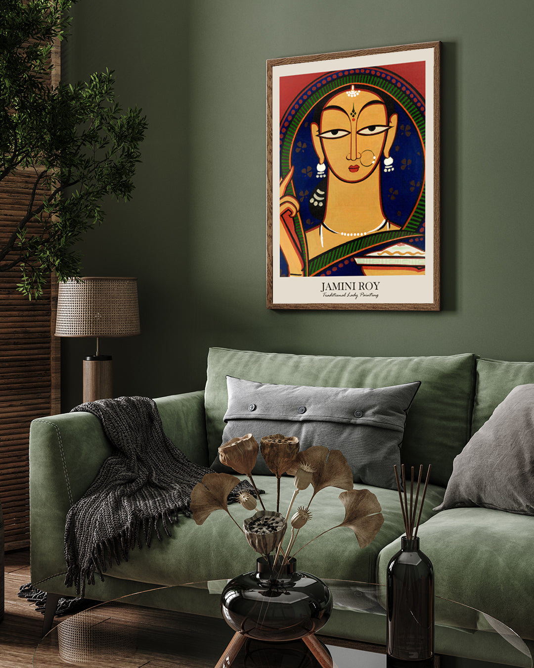 Traditional Lady Painting by Jamini Roy 3 : 4 Vertical New Premium Wall Art Canvas by MeriDeewar