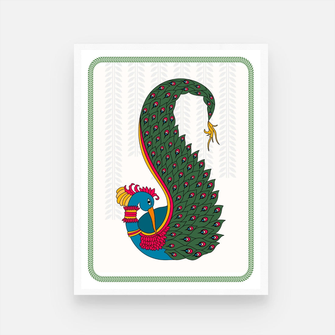 Traditional Peacock Madhubani Art - Elegance for Your Home 3 : 4 Vertical New Premium Wall Art Canvas by MeriDeewar