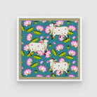 Traditional Pichwai Cow Art – Authentic Indian Classic Painting 1 : 1 Square Premium Wall Art Canvas by MeriDeewar