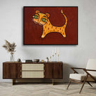 "Traditional Tiger" Jamini Roy Painting | Fine Art Wall Art 3 : 2 Horizontal Premium Wall Art Canvas by MeriDeewar
