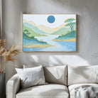 Tranquil Horizon – Serene Landscape Wall Art on Canvas 2 : 3 Horizontal Premium Wall Art Canvas by MeriDeewar