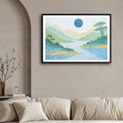 Tranquil Horizon – Serene Landscape Wall Art on Canvas 2 : 3 Horizontal Premium Wall Art Canvas by MeriDeewar