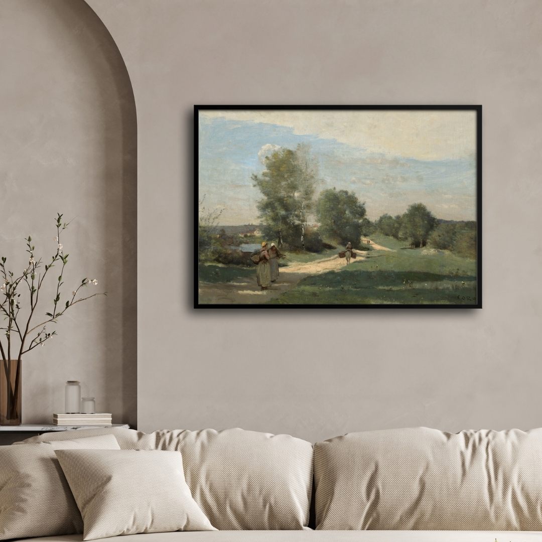 Tranquil Road By The Water Scene - Beautiful Wall Art 2 : 3 Horizontal Premium Wall Art Canvas by MeriDeewar