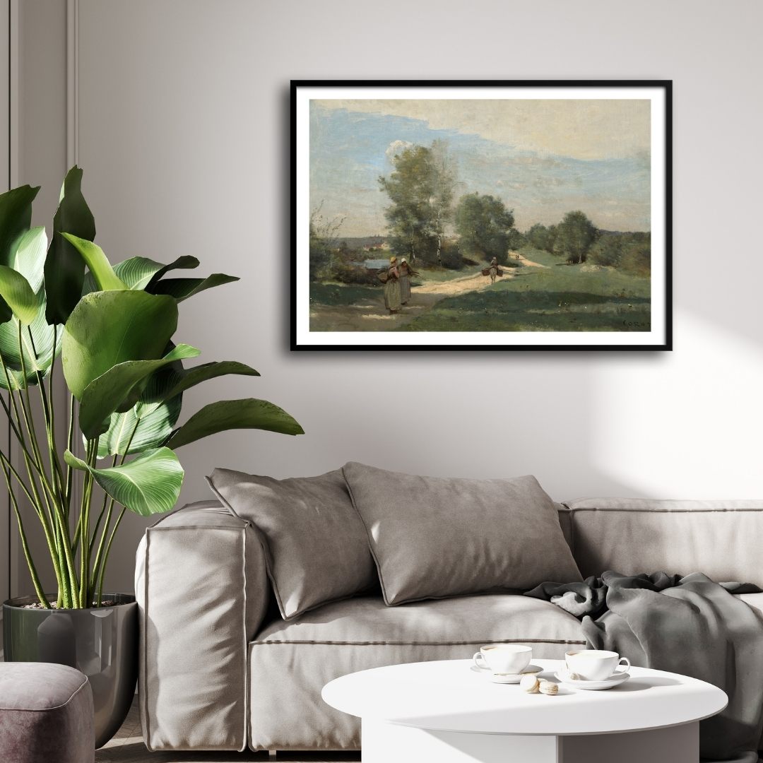 Tranquil Road By The Water Scene - Beautiful Wall Art 2 : 3 Horizontal Premium Wall Art Canvas by MeriDeewar