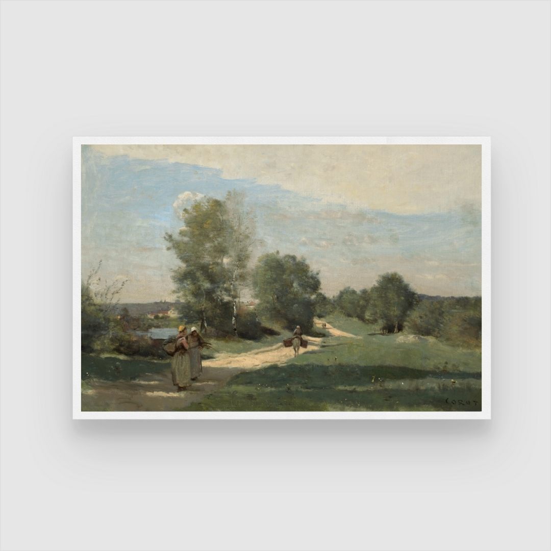 Tranquil Road By The Water Scene - Beautiful Wall Art 2 : 3 Horizontal Premium Wall Art Canvas by MeriDeewar