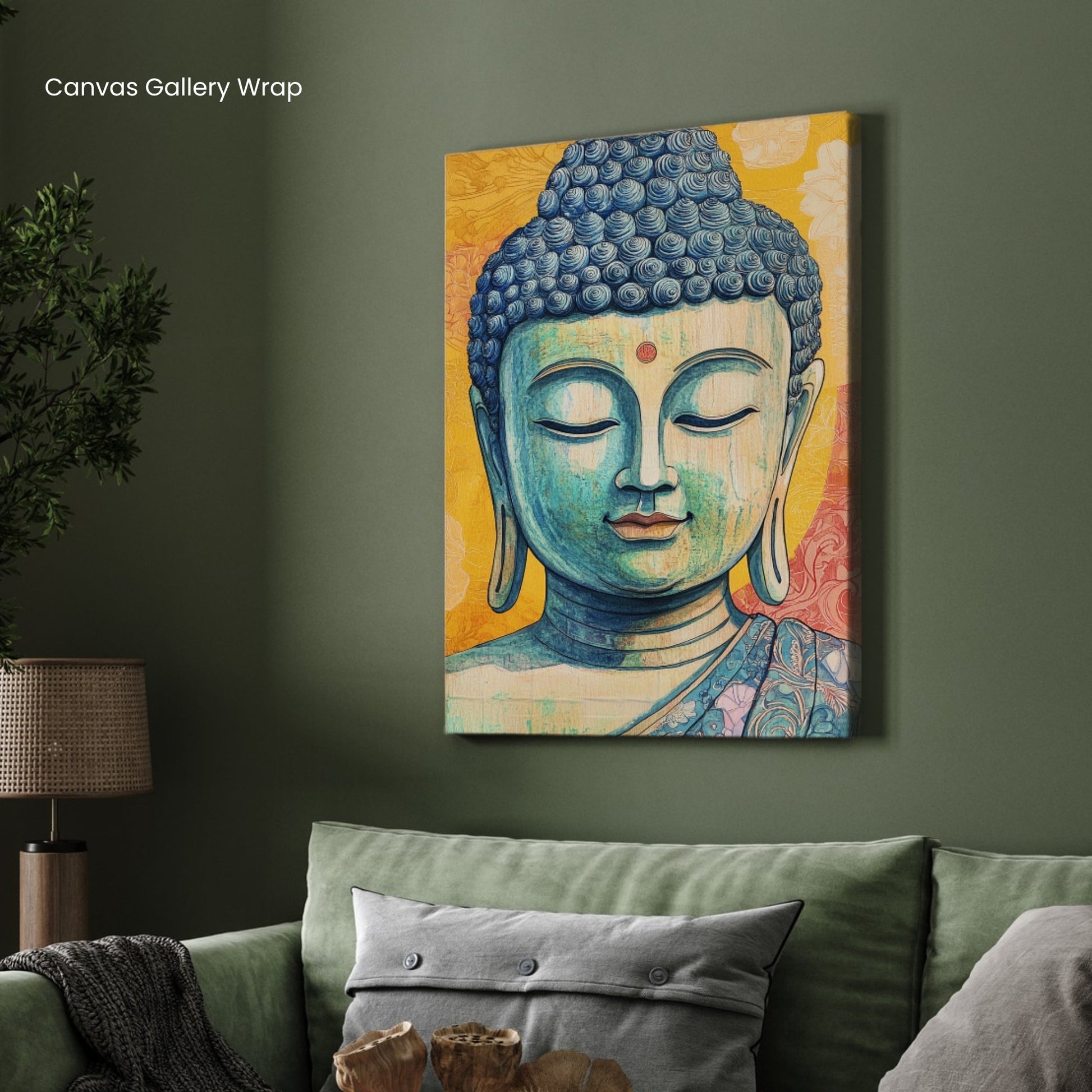 Tranquil Wisdom – Blue Buddha Wall Art Canvas for Home Décor 2 : 3 Vertical Premium Wall Art Canvas by MeriDeewar