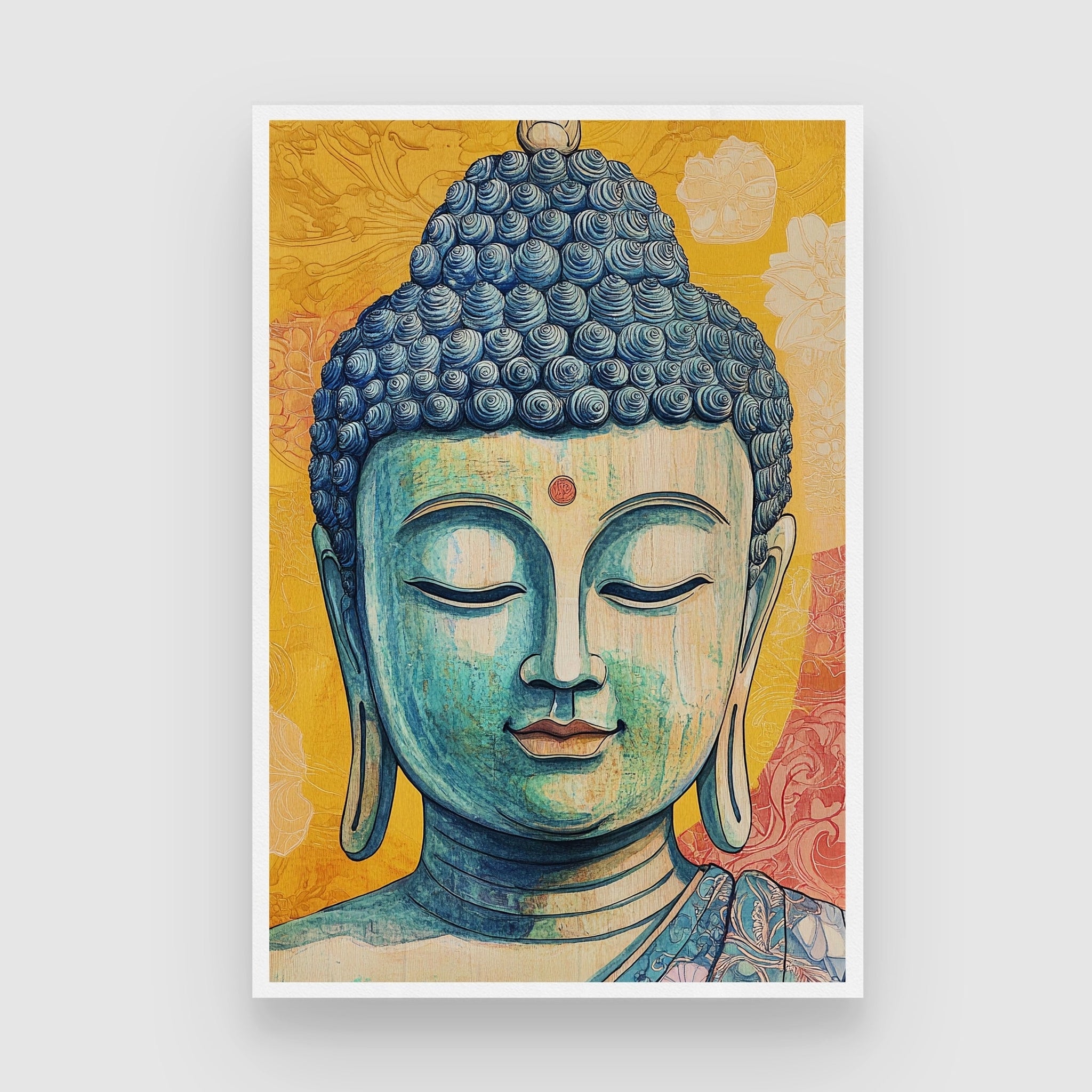 Tranquil Wisdom – Blue Buddha Wall Art Canvas for Home Décor 2 : 3 Vertical Premium Wall Art Canvas by MeriDeewar