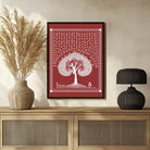 Tree & Bird Harmony: Warli Tranquility Rural Life Art 3 : 4 Vertical New Premium Wall Art Canvas by MeriDeewar