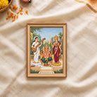 Tridevi-Ganesha | Lakshmi Ganesha Saraswati Vertical Framed Art Curate Premium Wall Art Canvas by MeriDeewar