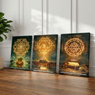Trishakti | Set of 3 Vertical Canvas Sacred Durga, Ganesha & Kubera Yantra Curate Premium Wall Art Canvas by MeriDeewar