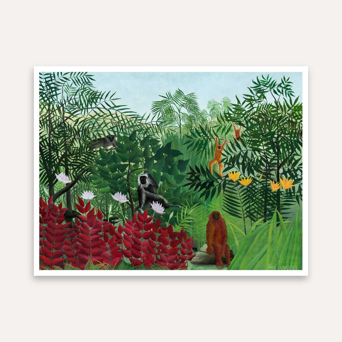 Tropical Forest Nature Painting for Living Room | Henri Rousseau Jungle Wall Art | Giclée Print 5 : 4 Horizontal Premium Wall Art Canvas by MeriDeewar