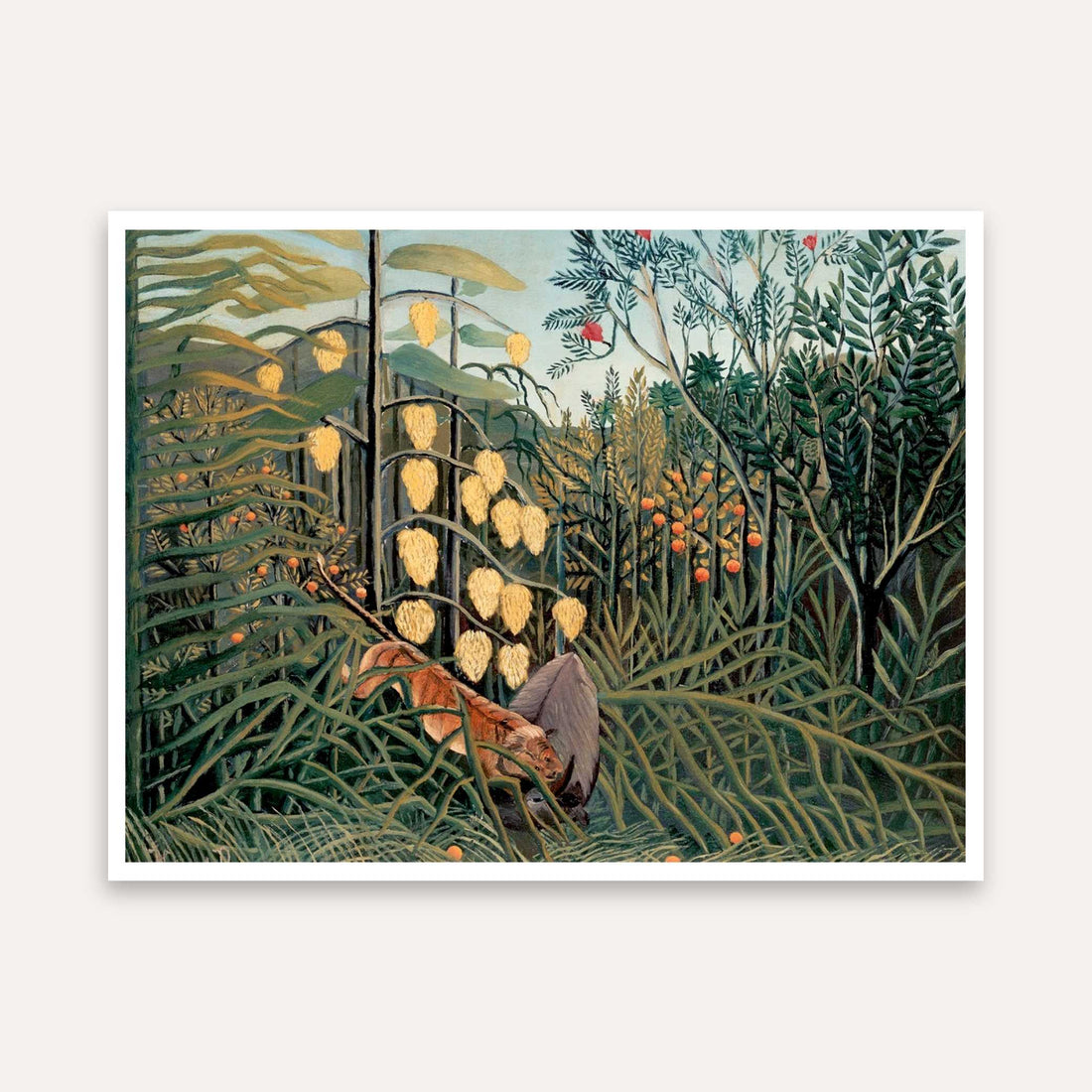 Tropical Forest Nature Painting for Living Room | Henri Rousseau Jungle Wall Art Print 4 : 3 Horizontal Premium Wall Art Canvas by MeriDeewar