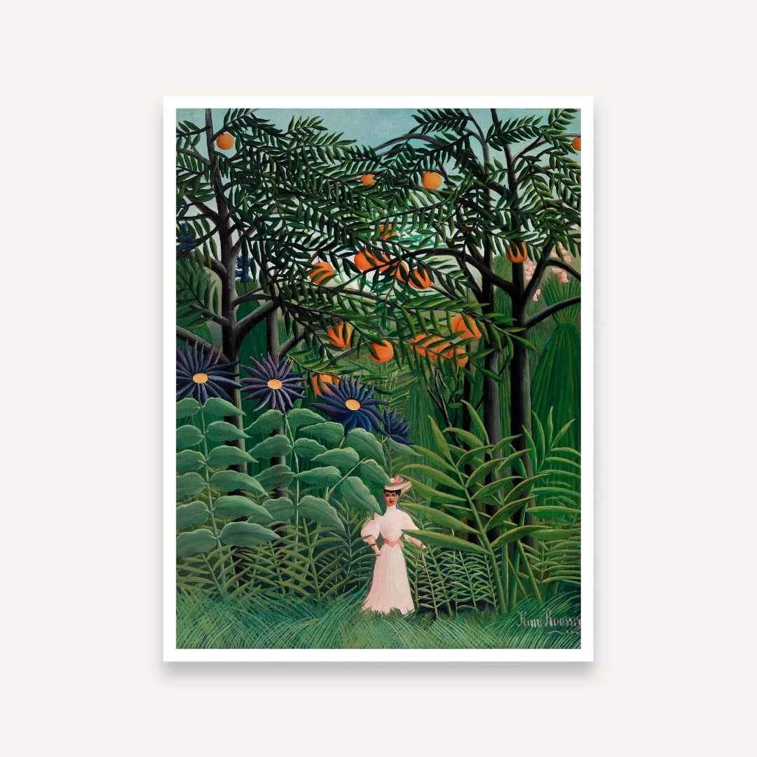 Tropical Forest Nature Painting for Living Room | Henri Rousseau Jungle Wall Art Print 4 :5 Vertical Premium Wall Art Canvas by MeriDeewar