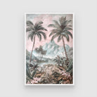 Tropical Paradise – Palm Trees & Mountain Landscape Wall Art 2 : 3 Vertical Premium Wall Art Canvas by MeriDeewar