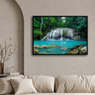 Tropical Serenity – Jungle Waterfall Canvas Wall Art 2 : 3 Horizontal Premium Wall Art Canvas by MeriDeewar