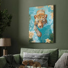 Tropical Swimming Leopard Pop Art | Modern Botanical Framed Print 2 : 3 Vertical Premium Wall Art Canvas by MeriDeewar